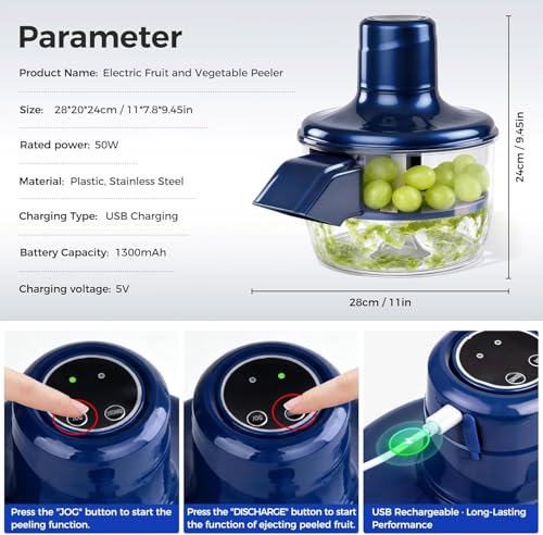 Image of Electric Automatic Grapes Peeler, Efficient Garlic Skin Remover Machine, Rechargeable Multifunctional Small Fruit Peeler Tool Appliance for Grapes, Cherry Tomatoes, Garlic (A2)