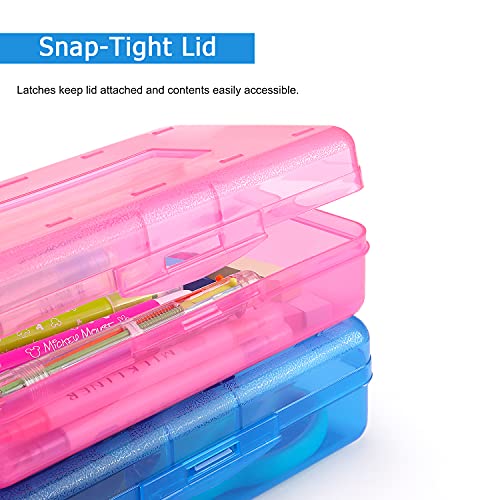 Hutou 2 Pack Plastic Pencil Box Large Capacity Pencil Boxes Clear Boxes With Snap-Tight Lid Stackable Design And Stylish Office Supplies Storage Organizer Box #TOP4