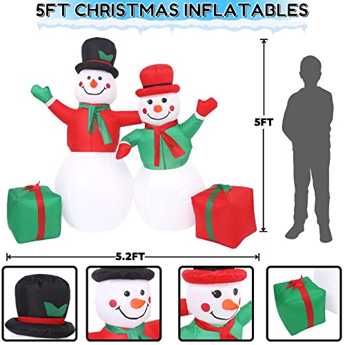 Buheco Snowman Inflatable Christmas Yard Decorations Outdoor Blowups 5Ft Giant Blow Up Snowman Family Inflatables Led Light For Holiday Vacation Outside Lawn Garden Indoor Party Xmas Winter Decor #TOP2
