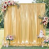 10x10FT Gold Sequin Backdrop Curtain for Party - 2 Panels 5x10FT Wrinkle-Free Shimmer Drapes for Birthday, Wedding, Christmas, Decorations & Photography