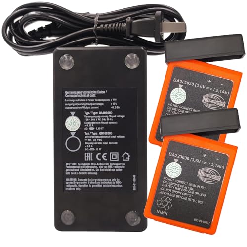 ?1 Charger+2 Battery?3.6V 2100mAh BA223030 Battery for HBC Crane Remote Control,Battery Charger, D-74564 Charger, QA108600/QD108300 Charger(AC 110V-220V)