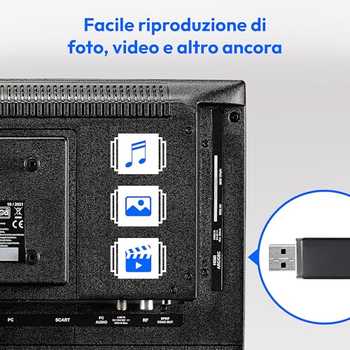 Medion Tv 19 Pollici (47 Cm) Hd Tv Con Lettore Dvd (Perfetto Per Campeggio, Camper, Camion, Giardino, Adattatore Per Auto Da 12 V, DVB-T2 Hd, DVB-C, DVB-S2, Hevc, Hdmi, Usb, Md 819001) - 4