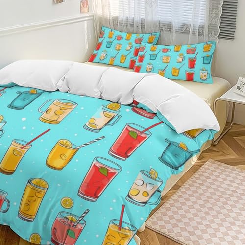 Drink Cups Funny 3 Piece Bedding Comforter Sets 1 Duvet Cover and 2 Pillowcases 86