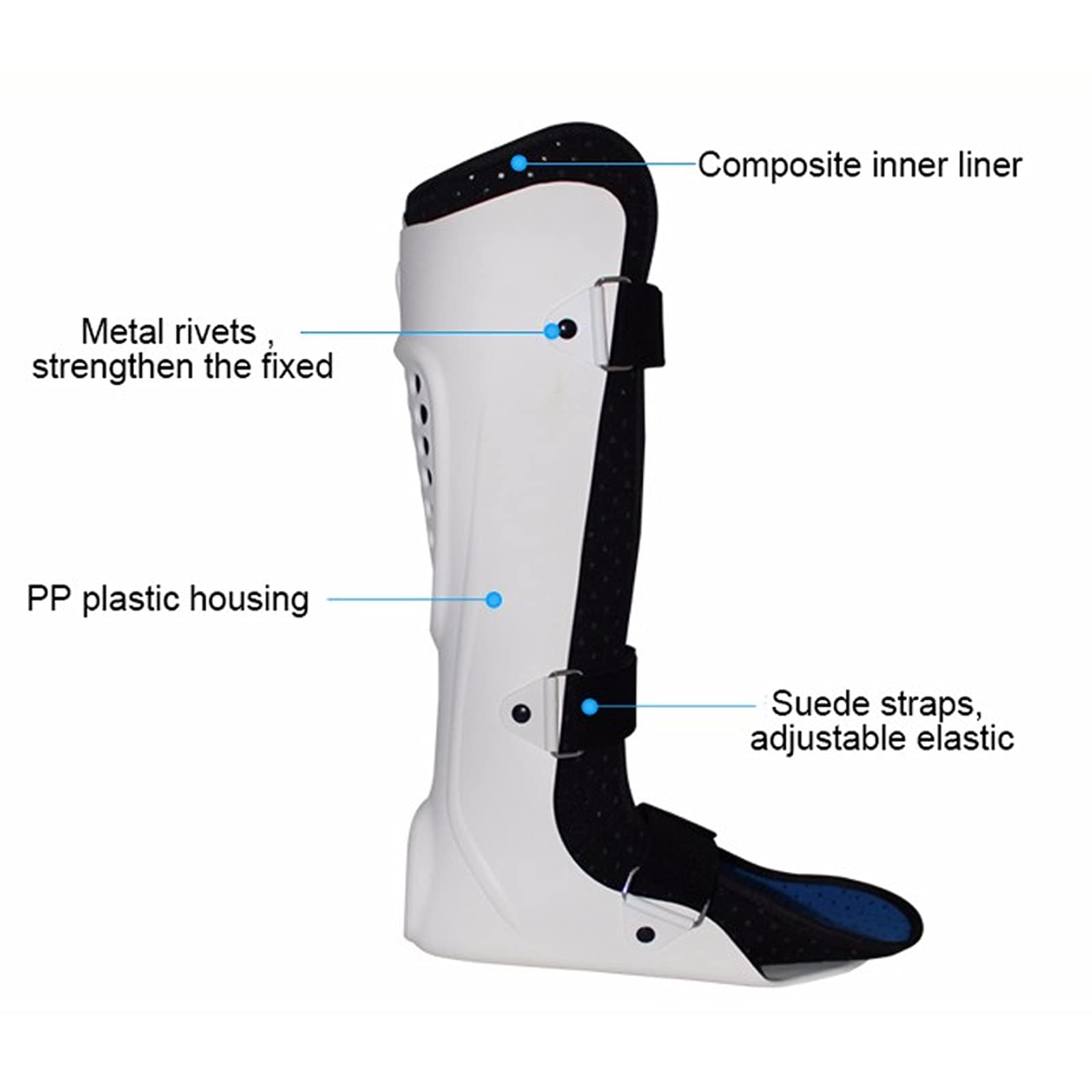 Soporte para la espinilla, ortesis, Bota ortopédica para Caminar, Soporte para el Tobillo, cómodo y Transpirable, Antideslizante, para rehabilitación de fracturas, cuidados de e