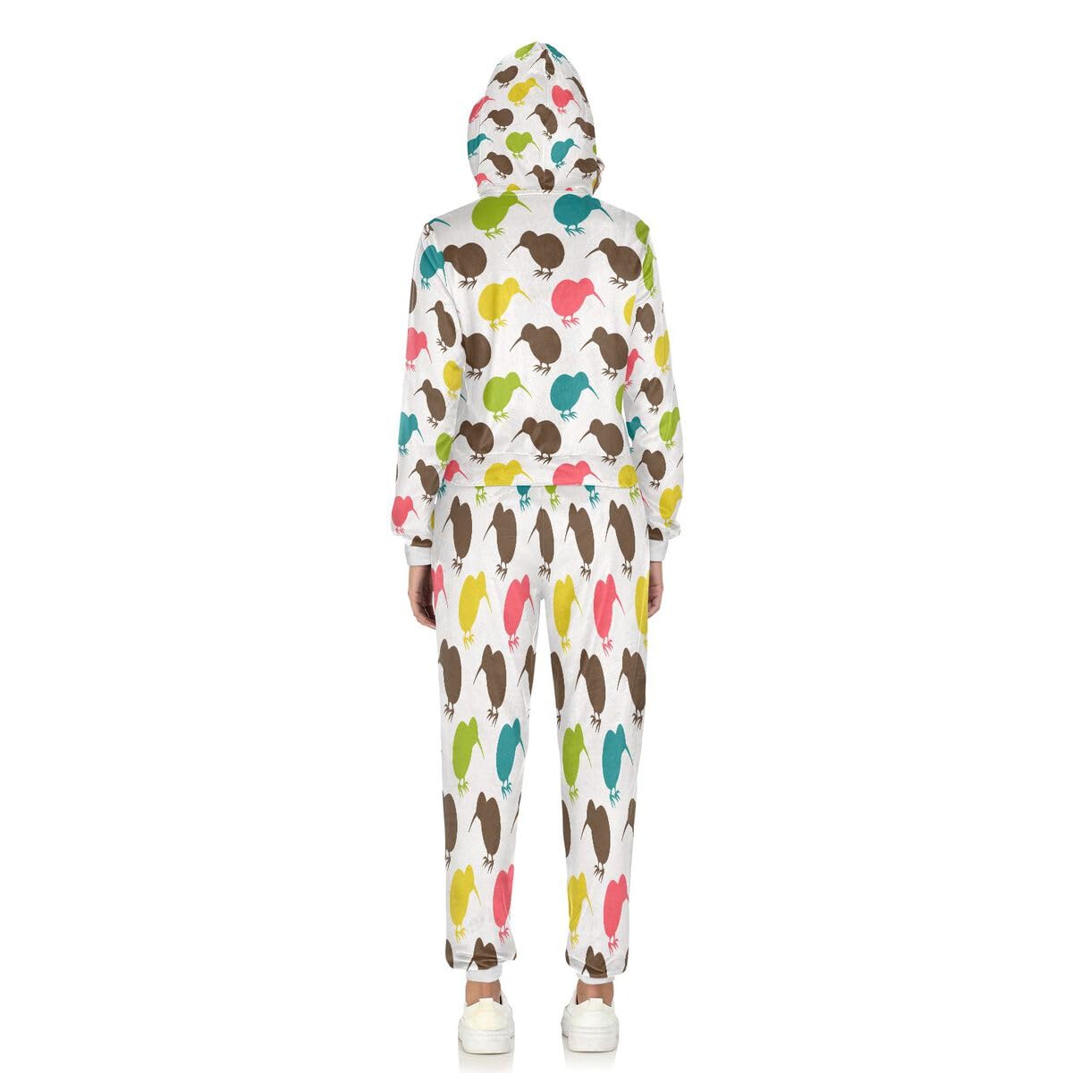 Conjunto deportivo de 2 piezas para mujer, diseño de pájaros kiwi, colorido, manga larga, conjunto deportivo