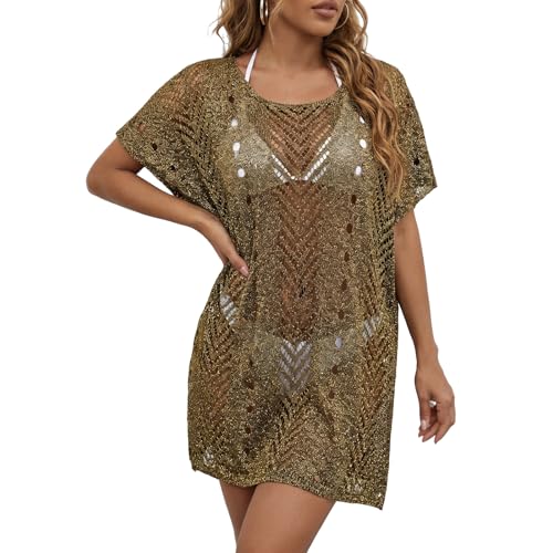 Robe de plage en crochet à paillettes au design ajouré chic