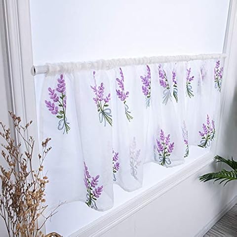 LIZHOUMIL Flower Embroidery Kitchen Curtains Cover
