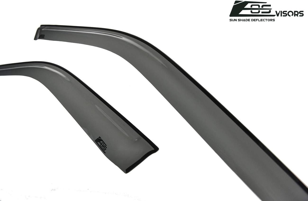 for 1996-2000 Honda Civic 4Dr Sedan Models | EOS Visors JDM Tape-On Style Smoke Tinted Side Window Deflectors Rain Guard