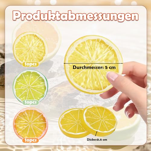 AHEJIOO 30 Stück Zitronen Deko Sommer Set, Zitrone Schwimmdeko Pool & Tisch, Zitronen Party Zubehör Wiederverwendbar, Künstliche Früchte für Garten Brunnen Vase Hochzeit Deko Lemon Style