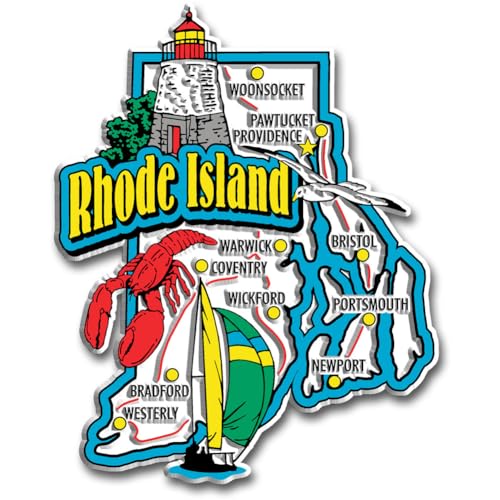 Imán decorativo estado Rhode Island jumbo 3.2x4 pulgadas