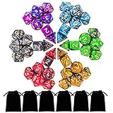 【Leicht zu lesen und leicht zu tragen】Diese polyedrischen würfel haben weiß oder goldene zahlen auf jeder seite. Diese Zahlen sind groß genug, um leicht lesbar zu sein. Und unterscheiden Sie zwischen 6 und 9 mit Unterstrich. 6 schwarzen Samtbeuteln(3,54 x 2,76 Zoll) können Sie die Würfel bequem aufbewahren, um einen Verlust zu vermeiden.