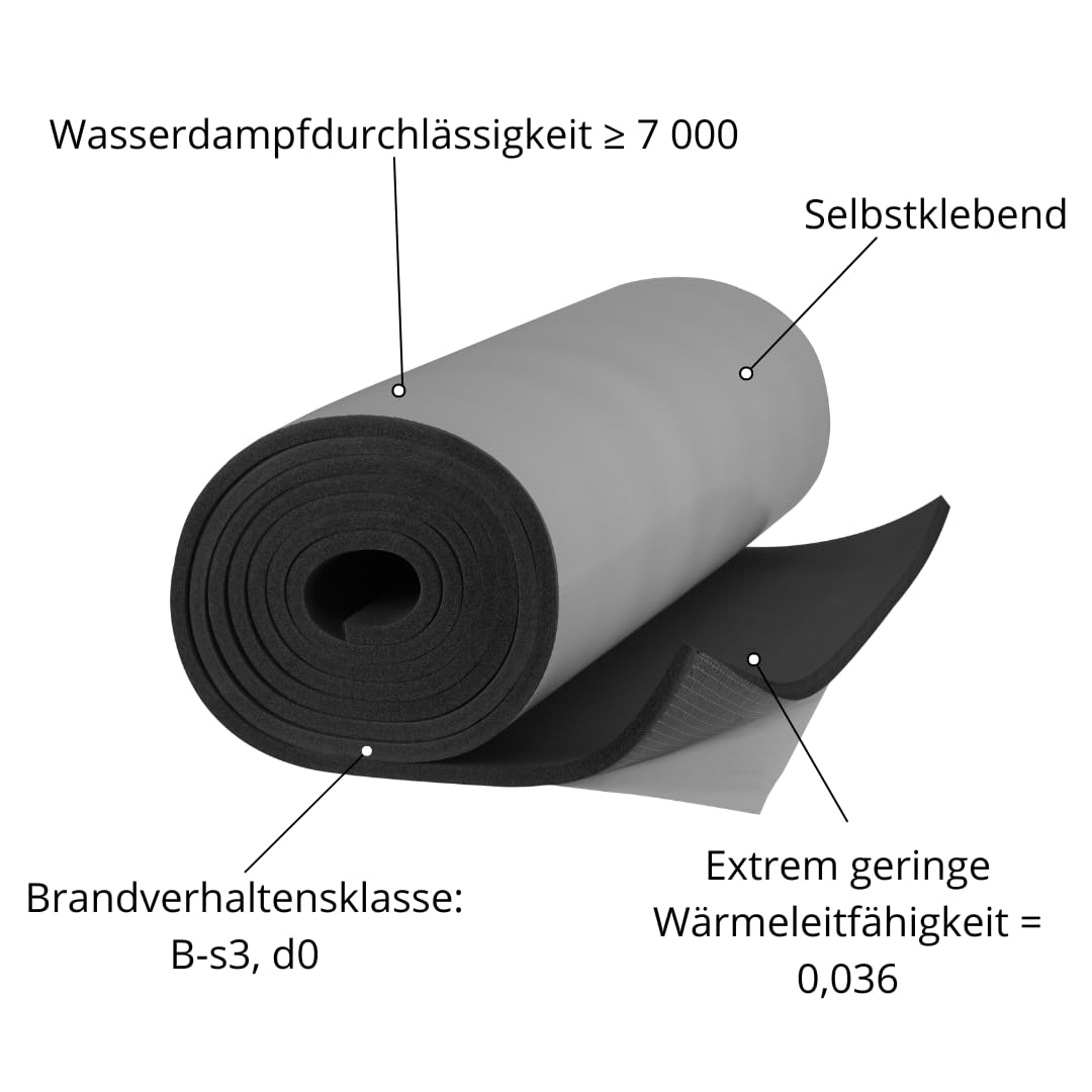 KRÖNFLEX isolant en caoutchouc autocollant 6 mm – 18 m x 1 m van | Caoutchouc flexible et robuste pour l’isolation thermique des véhicules lors de l’aménagement de vans et camping-cars.