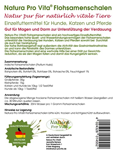 Flohsamenschalen Hund Diätfutter zum Abnehmen gut für Verdauung Magen Darm Naturprodukt 500g