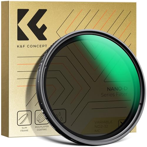 K&F CONCEPT Ø62mm Filtre ND2-ND32 1-5 Stops sans Croix Bleu ND Variable