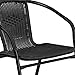 Flash Furniture Lila 28'' Round Glass Metal Table with Black Rattan Edging and 4 Black Rattan Stack Chairs