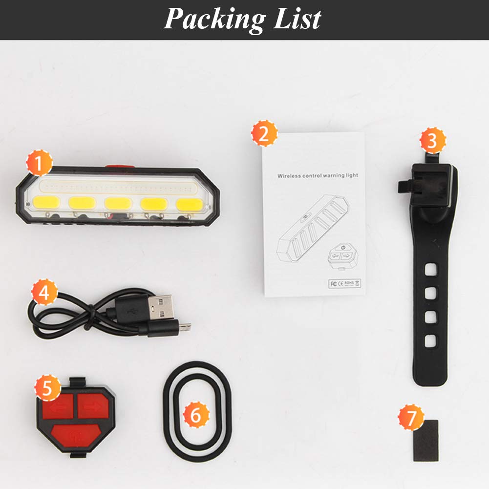 Luce Posteriore per Bici LED USB Ricaricabile Luci di direzione Posteriori per Bici con Telecomando Wireless modalità multifunzionali Luce di Avvertimento per Ciclismo Impermeabile per Mountain Bike