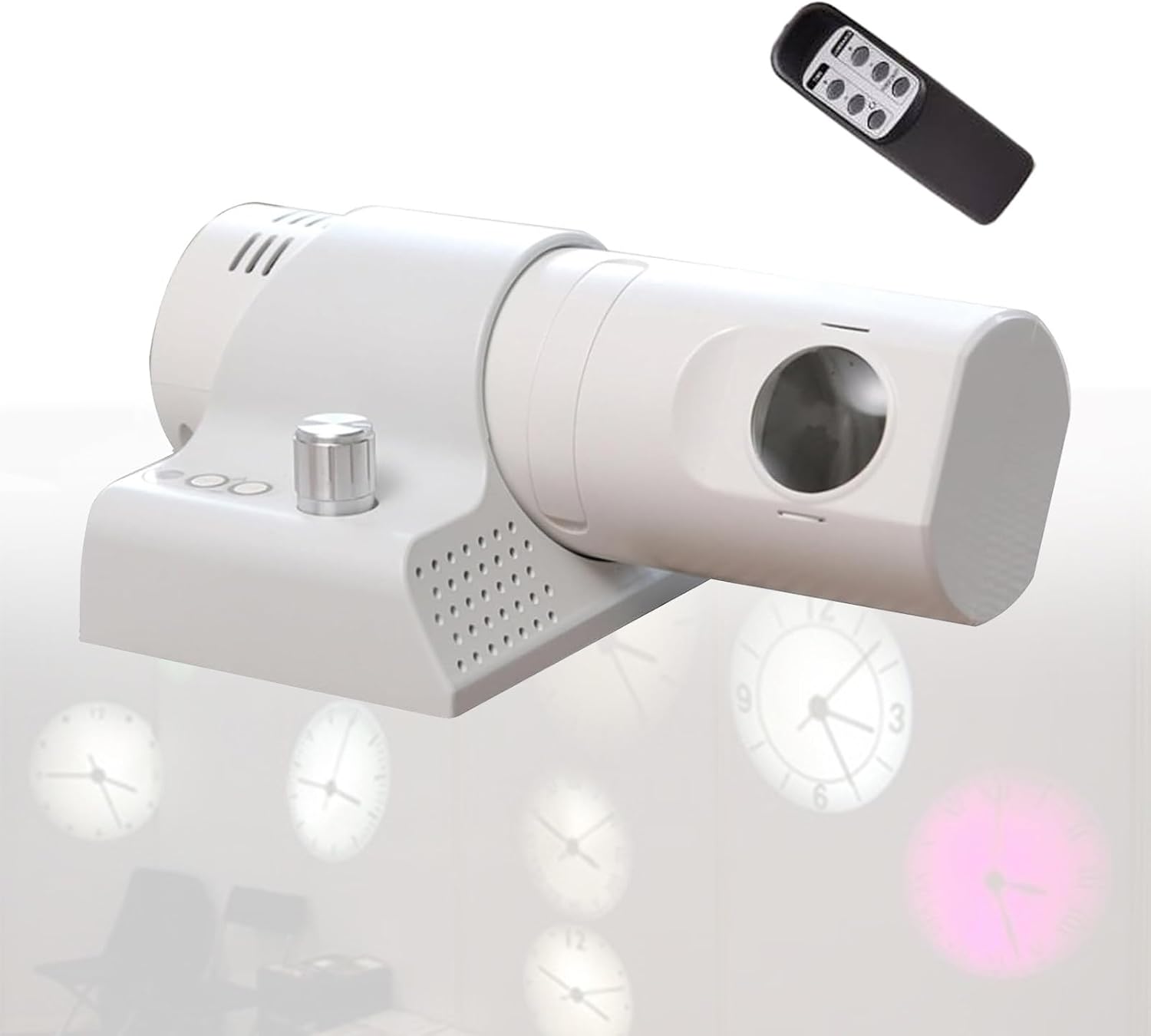 LED Projection Clock, 180° Adjustable Projection Alarm Clock, with 5 Dimming Color and Knob Focusing, Analog Clock Face and Brightness Adjustable, Clearly Visible, for Home White