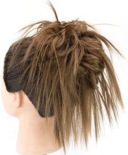 IMISSU 2PCS Messy Hair Bun Piece Updo Fake Scrunchies Extension Wavy Curly Hairpieces Ponytail Chignon Headband for Women Girls (2PCS Copper) - Image 3
