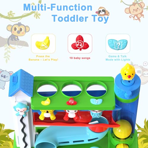 VOILBTOY Musical Toy for 1-2 Year Old Boys,Educational Baby Toys 12-18 Months,Ball Drop Toy with English & Spanish,Fine Motor Toys for Toddlers 1-3,Birthday Gift for 1+ Year Old Boy (Blue) — view 3