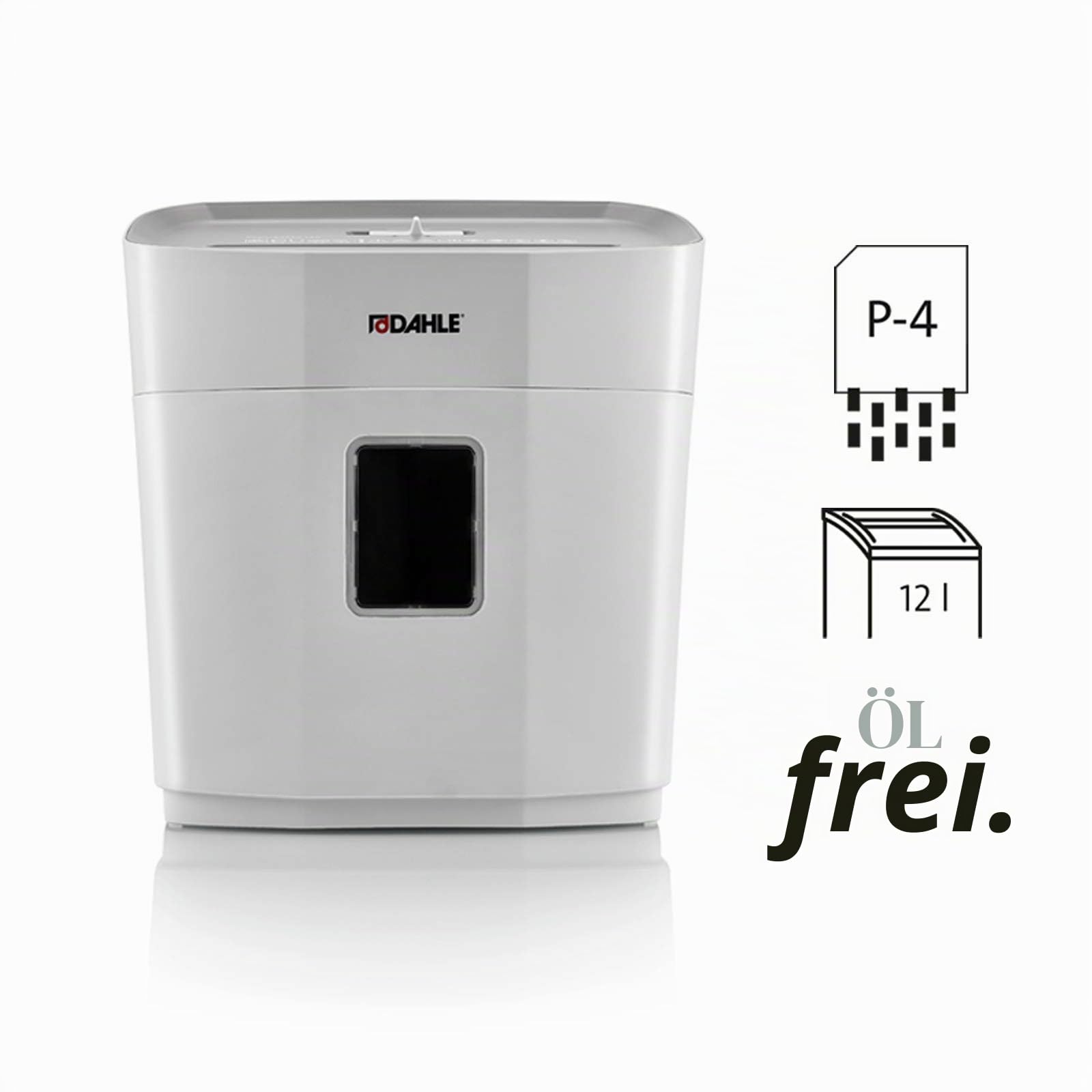 Dahle PaperSAFE PS 120 Aktenvernichter (8 Blatt, Sicherheitsstufe P4, Partikelschnitt, öl- und wartungsfrei, 12 Liter) grau