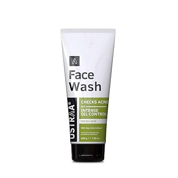 Ustraa Face Wash - for Oily skin - 200g - With Basil & Lime - For Ane-Prone Skin, No Sulphate & Paraben, Checks Acne and Blackheads