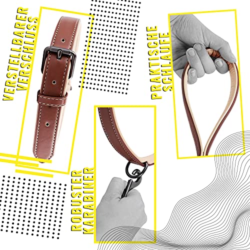 ne&no® Collar and Lead Set (Vegan Leather) Dog Lead with Collar I Robust Dog Lead with Carabiner I Adjustable Dog Collar I 1.2 m Dog Leash I Flexible and Extra Soft (M - Image 2