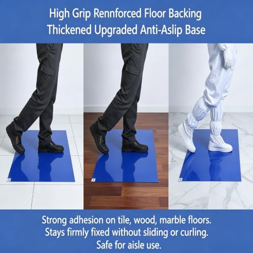 Image of mopam 300 Sheets 24 inch x 36 inch Sticky Mats for Cleanrooms Blue Adhesive Mats (10 Pads of 30 Sheets) Walk Off Tacky Mats for Laboratories Homes Construction Sites and More Remove Dust and Dirt from Shoes