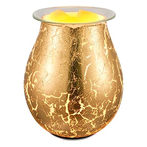 Porseme Electric Wax Warmer Gold Leaf Feature Candle Wax Melter Fragrance Oil Warmer with Dimmer Option Scented Wax Burner for Home Office Bedroom Living Room Gifts & Decor Cover