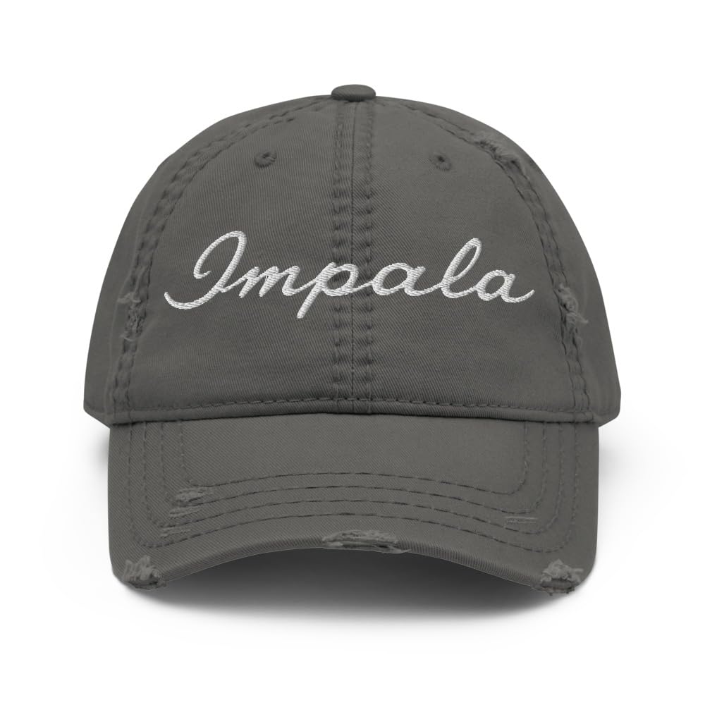 1958 Impala Classic Script Distressed Dad Hat - Vintage Chevy Haftowana czapka dla entuzjastów samochodów