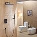 Produktbild Jiuzhuo Modernes Duschset mit Wandmontage, quadratisch, massives Messing, Messing, 8 inch shower head