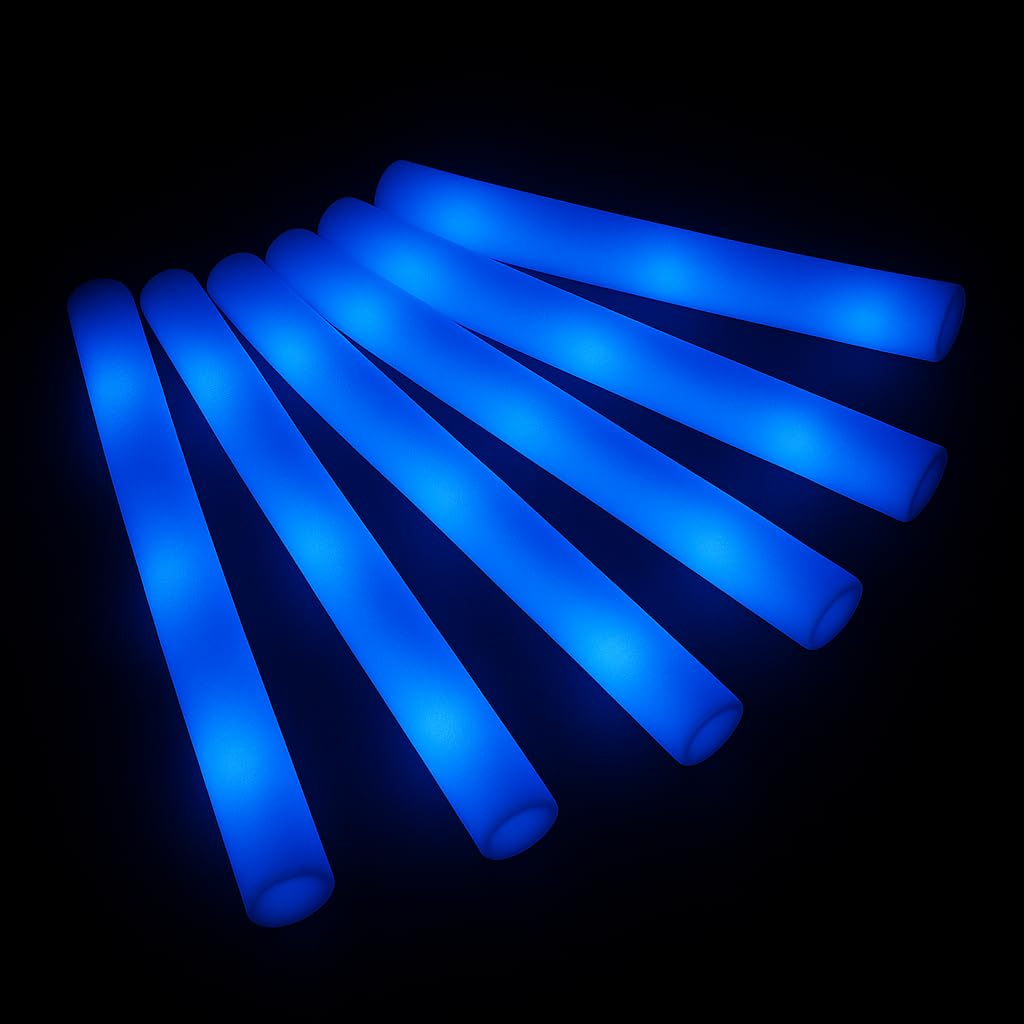 Zenda Club - Juego de 40 palos luminosos LED 48 cm - Color Azul - Espuma de alta calidad - 3 modos (fijo/clap/Flash) - Ideal para fiestas, conciertos, bodas, aniversarios - Autonomía 8H