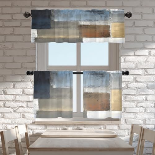 Cantonnière de cuisine bleue occultant multicouche en polyester