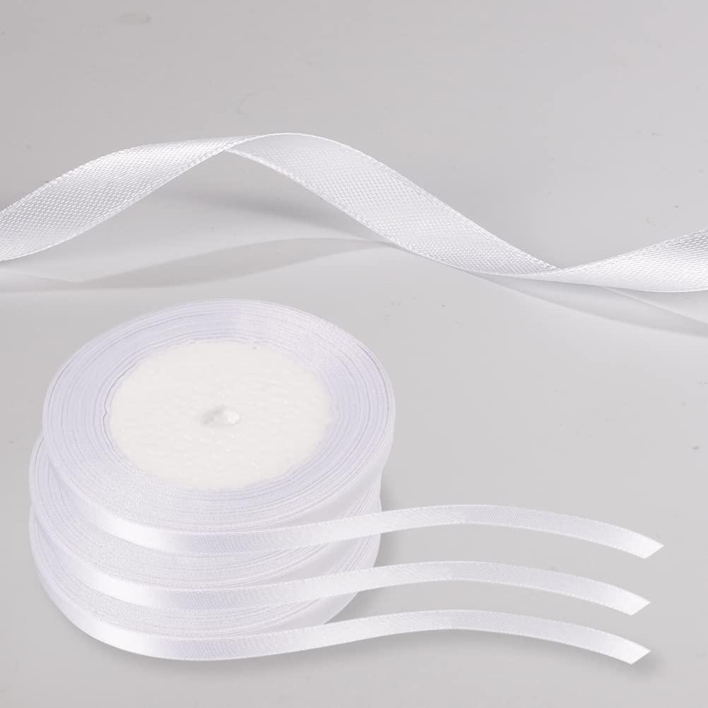 Satijnen lint wit - lengte 66 m - breedte 10 mm - breed decoratief lint voor bruiloft, verjaardag, knutselen - rol 22 m