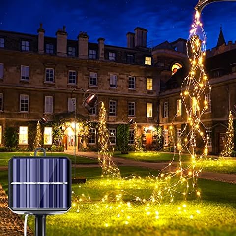 iShabao Christmas Solar Lights Outdoor 10 Strands 200 LED Hanging Vine Tree Lights Waterfall Branch Fairy Lights Waterproof Twinkle Starry Lights for Christmas Wedding Party Garden Tree Decorations Cover