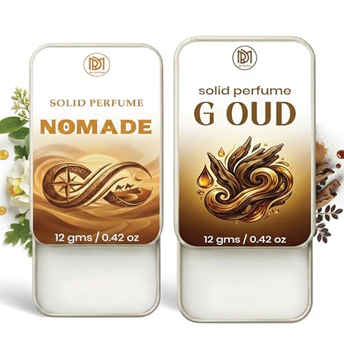 Image of Dr.Mashur Solid Perfume |Nomade&G oud Alcohol Free Wax Perfume Balm, Long Lasting | Pocket Tin 12g, Pack Of 2| Non Greasy Smooth Glide, Travel Friendly Men And Women