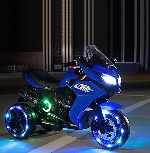 Miniatura 3 de TAMCO Ride on motocicleta para niños, 3 ruedas centelleantes eléctrico paseo en juguete, 12 V niños motocicleta (azul)