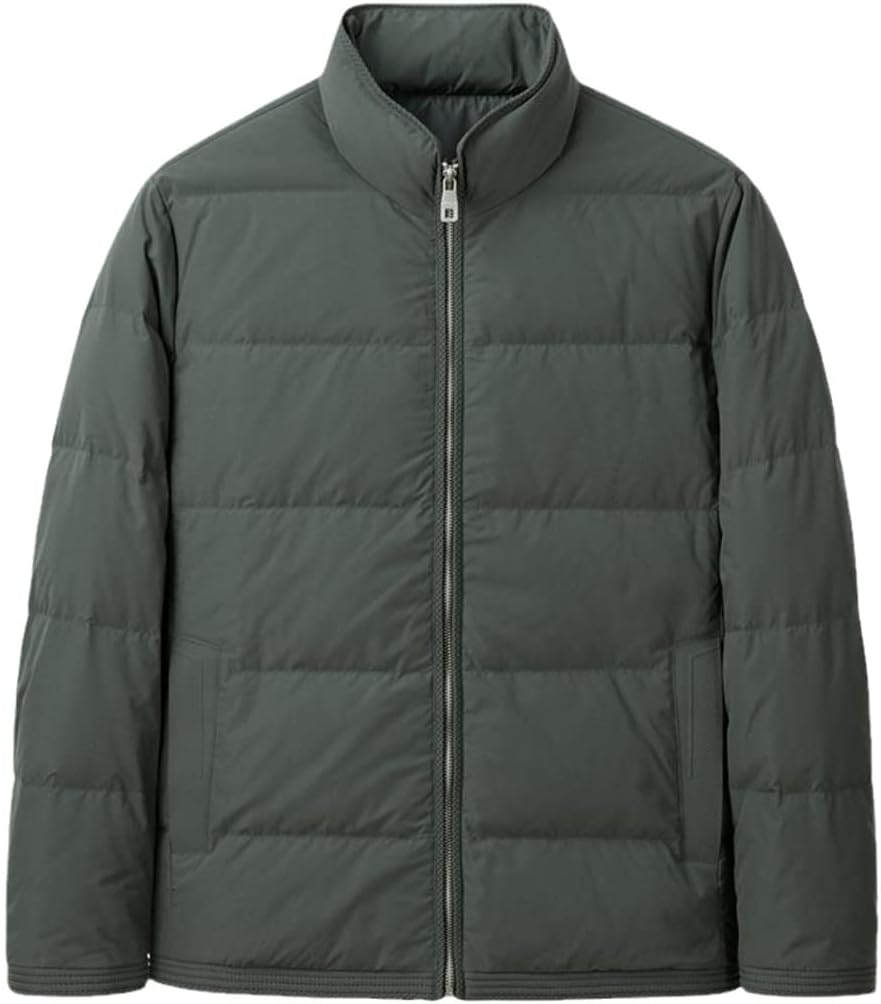 Youllyuu White Duck Down Jackets Stand Collar Zipper Winter Men's Coats Slim Fit Thicken Coats