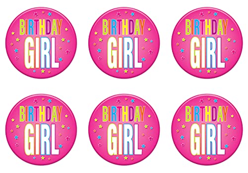 Épingles à nourrice anniversaire fille rose Beistle, lot de 6 badges de décoration 5 cm