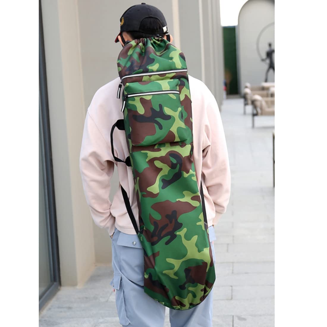 Borsa A Tracolla Doppio Bilanciere Per Skateboard - Tessuto Oxford, Colore Cachi, Dimensioni 110x32 Cm - Foto 3