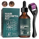 60ml Sérum de Croissance des Cheveux,Avec Rouleau 0,5 mm,Huile pour cheveux,Essence de Soins Capillaires pour Hommes & Femmes,épaississement et renforcement,Créer Des cheveux épais,Contre la Chute