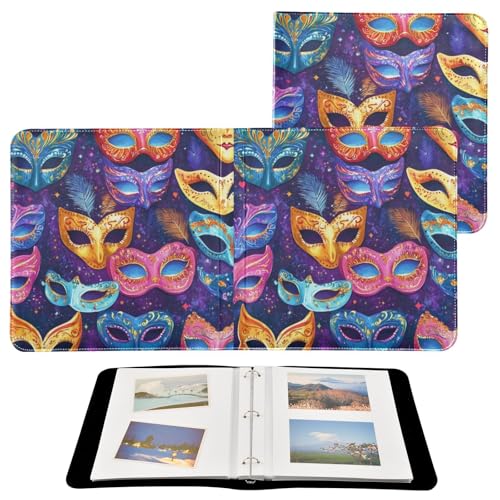 Álbum de Fotos Scrapbook Adhesivo DIY con Diseño de Máscara de Mardi Gras, 3 Anillos, 40 Páginas, 8x10 para Recuerdos miniatura 2