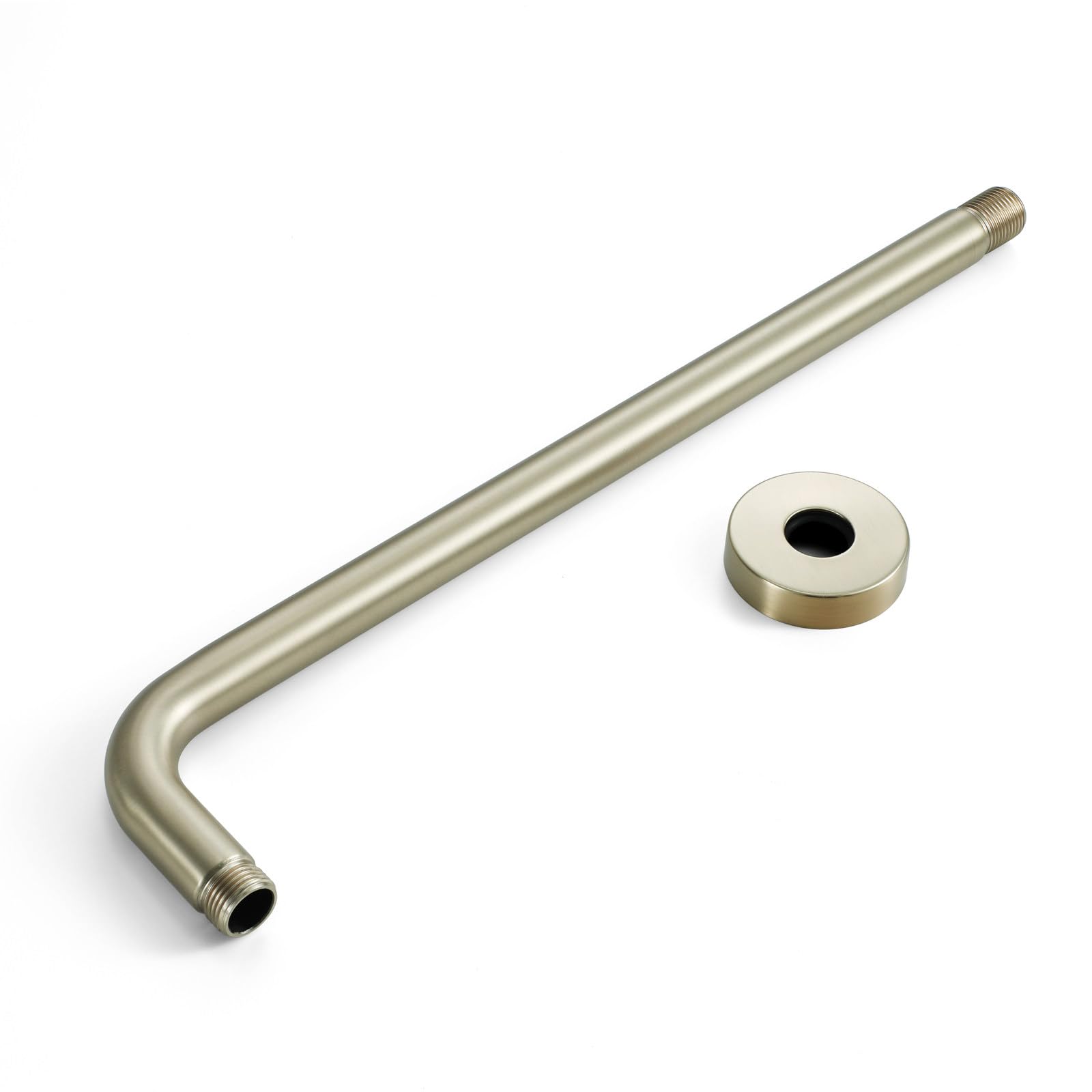 Cabezal de Ducha Lluvia con Brazo, Redondo Rociador de Ducha Oro Cepillado, Montaje en Pared, Acero Inoxidable, Ultrafino, Boquillas de Silicona, para Baño, SPA y Hotel