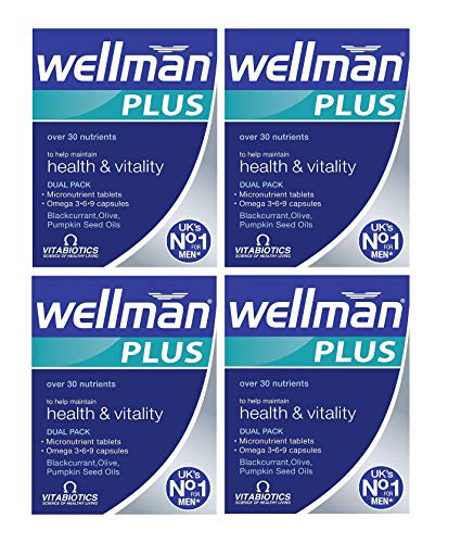 4 Units (Bulk Pack) Vitabiotics Wellman Plus Omega 3, 6 & 9 56 Tablets/Capsules