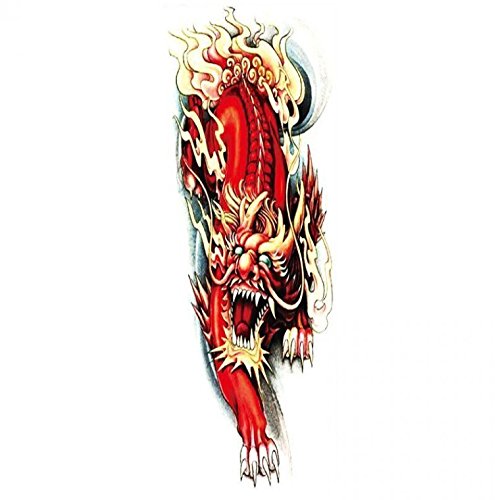 Grashine long last temporary tattoos Full arm red lion