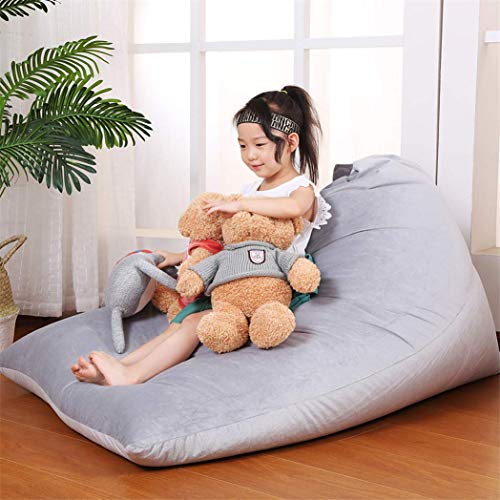 Stuffed Animal Storage Bean Bag Chair for Kids and Adults. Luxury Velvet Stuffie Seat - Cover ONLY( Grey 200L/52 Gal )