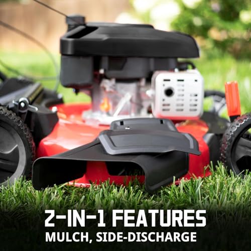 Image of PowerSmart 21-Inch Gas Push Lawn Mower with 144cc 4-Cycle OHV Engine, 2-in-1 with Mulch and Side-Discharge, 6-Position Adjustable Cutting Height (DV8621C)