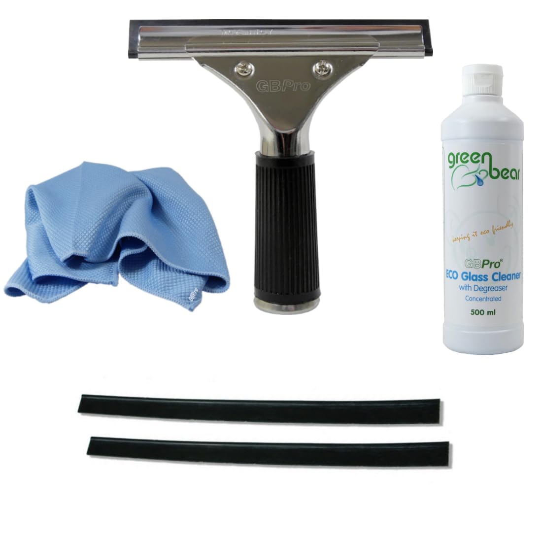 Gbpro Professional Window Squeegee Stainless Wiper 15Cm/6 InchGlass Cleaner 500Ml + Fishscale Micro Glass Cloth + BladesSet from B&Q