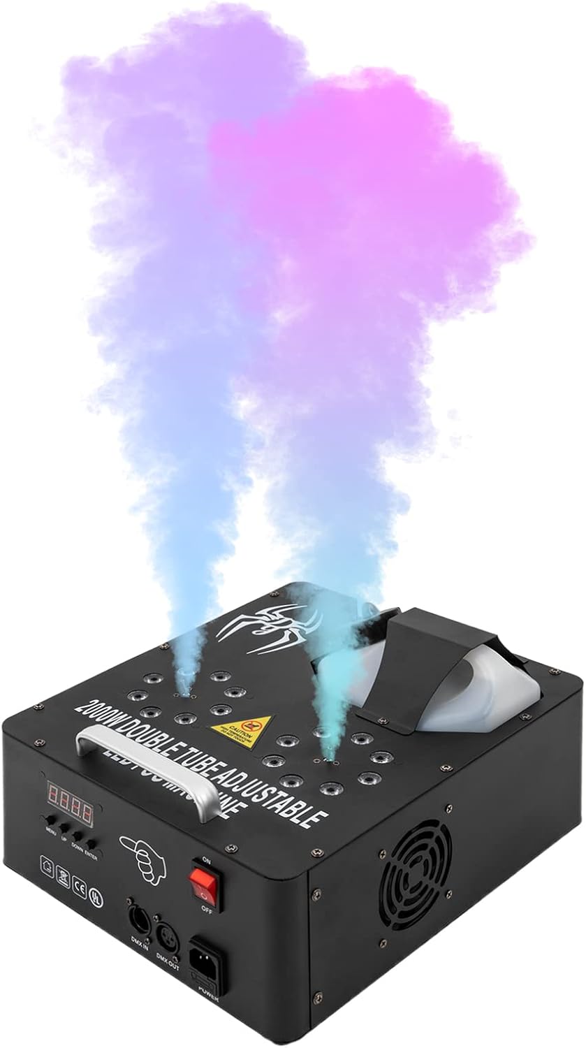 Smoke Machine, Fog Machine with 16 LED Lights Effect, 2000W and 30000CFM Fog with 1 Wireless Remote Controls, Perfect for Wedding, Halloween, Party and Stage Effect