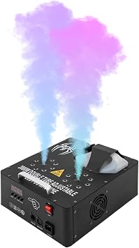 2000W Smoke Fog Machine, 3 in 1 RGB LED DJ Fogger Stage Effect Double-head Vertical Spray Fog Smoke Fogger w/Remote Controller Smoke Machine for Halloween Cristmas Concert Wedding Party