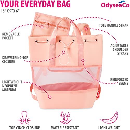Beach Backpack Lightweight (Pink) - Beach Bags For Women Waterproof Sandproof - Neoprene Drawstring Bag Serves As Gym, Workout, Pool Bag & Beach Bag #TOP2